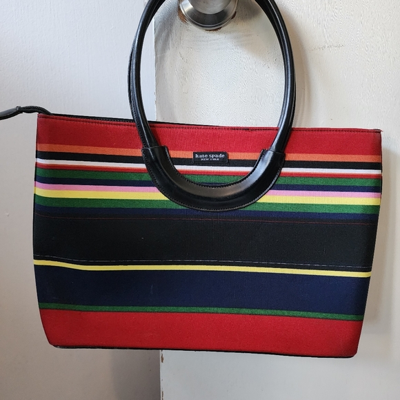 Vintage Kate Spade Striped Top Handle Bag - Picture 6 of 6